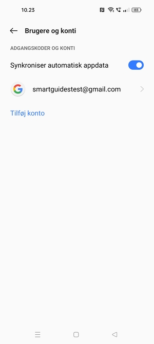 Vælg din Google konto