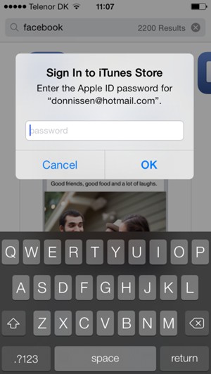 Skriv inn Apple ID Passord og velg OK