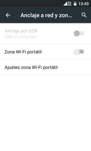 Seleccione Ajustes zona Wi-Fi portátil