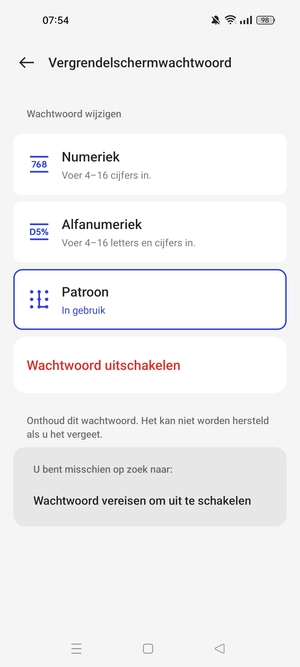 Uw telefoon is nu beveiligd met een schermvergrendeling