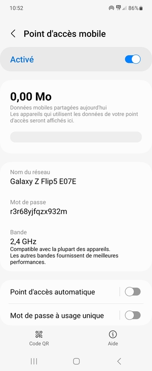 Votre téléphone est maintenant configuré pour être utilisé comme modem