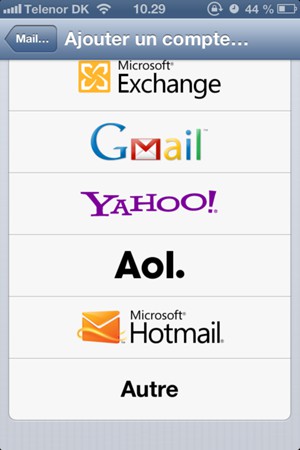 Sélectionnez Microsoft Hotmail
