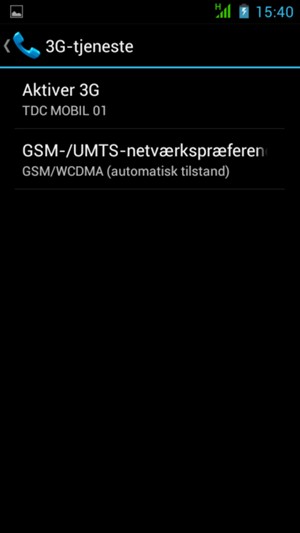 Vælg GSM-/UMTS-Netværkspræferencer