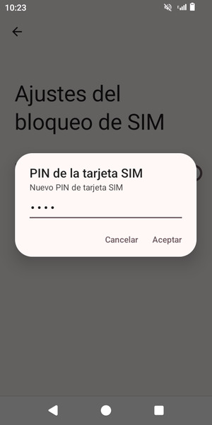 Introduzca su Nuevo PIN de la tarjeta SIM y seleccione Aceptar