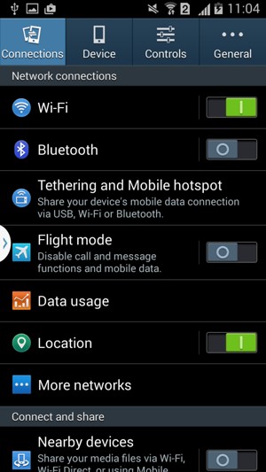 Select Tethering and Mobile hotspot
