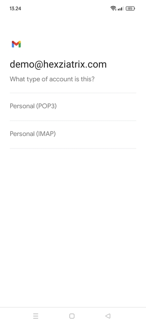 Select Personal (POP3) or Personal (IMAP)