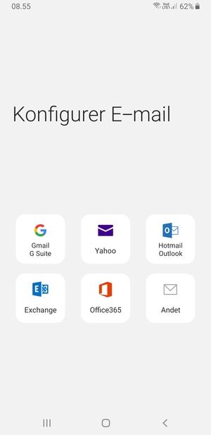 Vælg Gmail G Suite