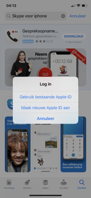 Selecteer Gebruik bestaande Apple ID