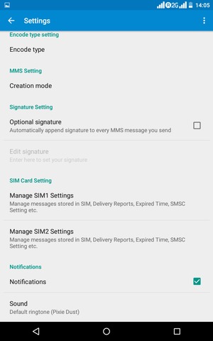 Select Manage SIM1 Settings or Manage SIM2 Settings