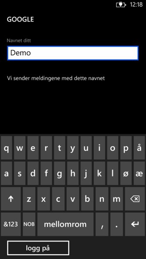 Skriv inn navnet ditt og velg logg på