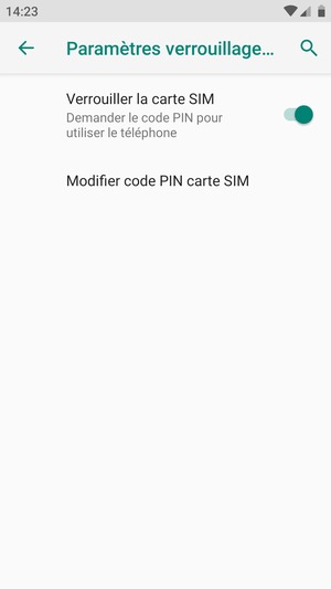 Sélectionnez  Modifier code PIN carte SIM