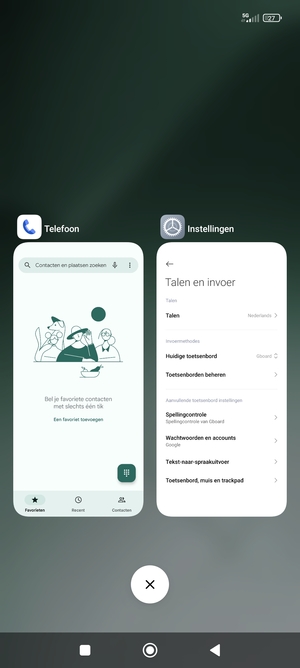 Selecteer het Verwijderen-pictogram om alle actieve apps te sluiten