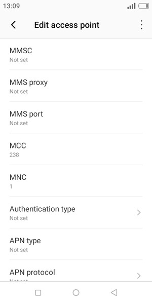 Scroll down and enter MMS information
