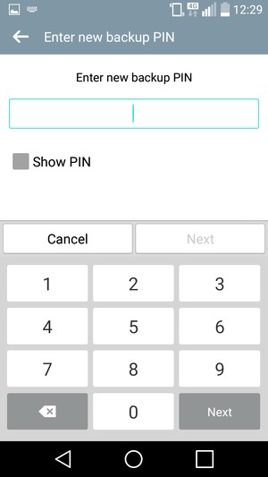 Enter a Backup PIN and select Next