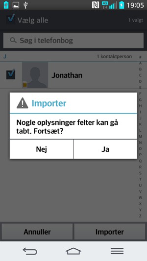 Vælg Ja