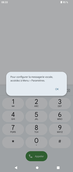 Si votre messagerie vocale n'est pas configurée, sélectionnez OK