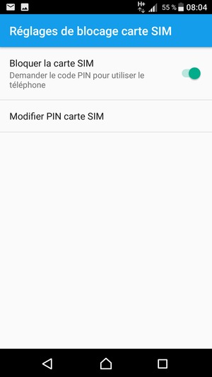 Sélectionnez Modifier PIN carte SIM