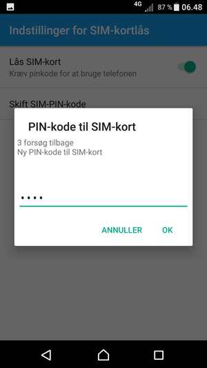 Indtast din Ny PIN-kode til SIM-kort og vælg OK