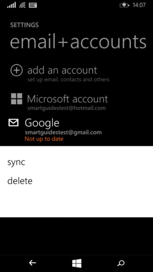 Press and hold your Google account and select sync