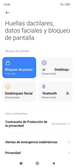 El teléfono ha sido asegurado con un bloqueo de pantalla