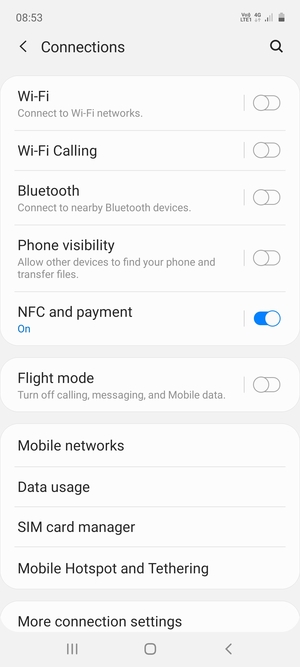 Scroll to and select Mobile Hotspot and Tethering