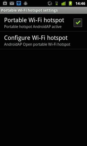 Select Configure Wi-Fi hotspot