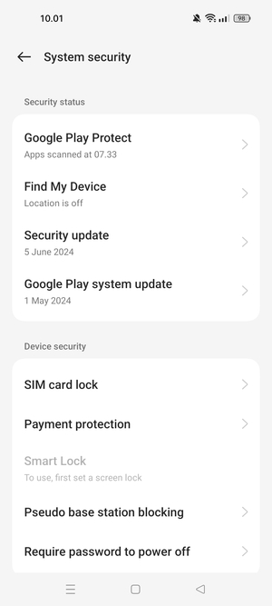 Select SIM card lock