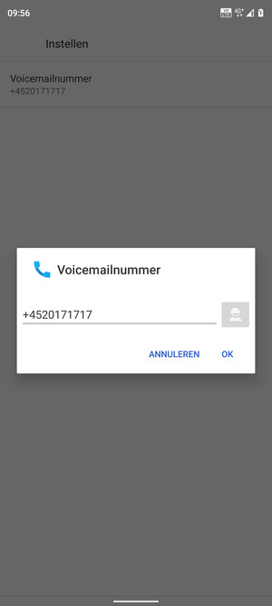 Voer het Voicemailnummer in en selecteer OK