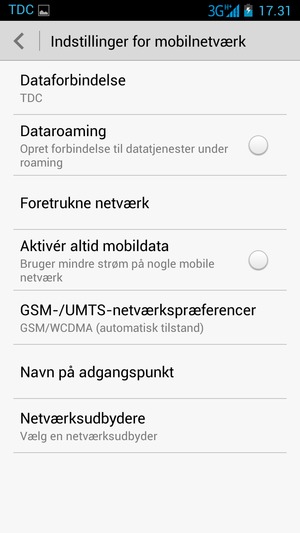 Vælg GSM-/UMTS-netværkspræferencer
