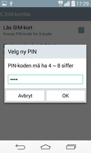 Skriv inn Ny PIN-kode på SIM-kort og velg OK