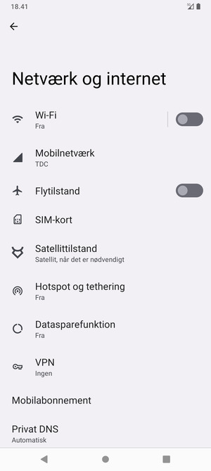 Vælg Wi-Fi