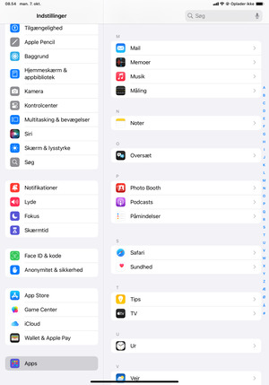 Scroll til og vælg Apps og vælg Mail