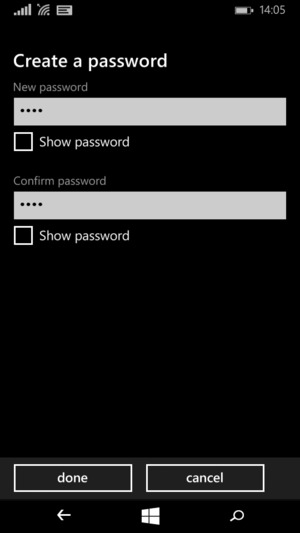 Enter your new password twice and select done