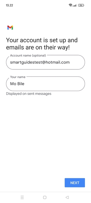 Give your account a name and enter your name. Select NEXT