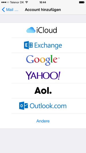 Wählen Sie Google für Gmail oder Outlook.com für Hotmail