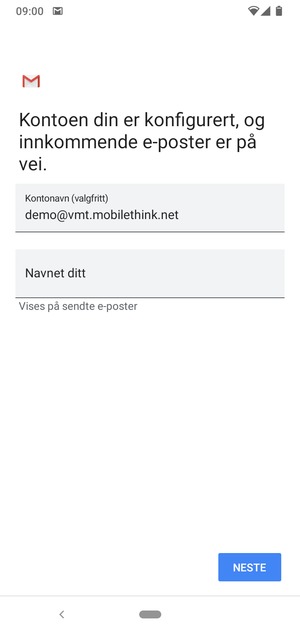 Gi kontoen din et navn, og skriv inn navnet ditt. Velg NESTE