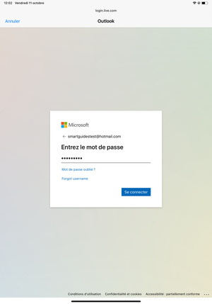 Saisissez votre Mot de passe et sélectionnez Se connecter