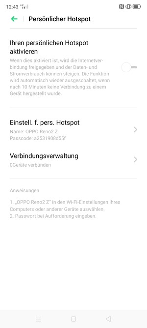 Wählen Sie Einstell. f. pers. Hotspot