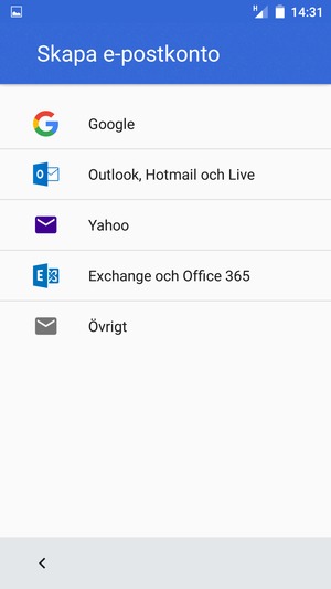 Välj Outlook, Hotmail och Live