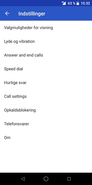 Vælg Call settings