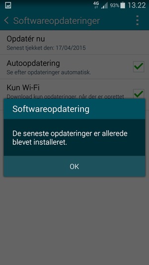 Hvis din telefon er opdateret, vælg OK