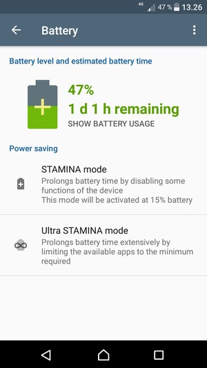 To enable Ultra power saving mode, select Ultra STAMINA mode