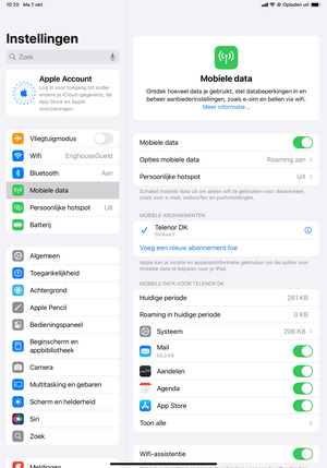 Selecteer Mobiele data en Opties mobiele data
