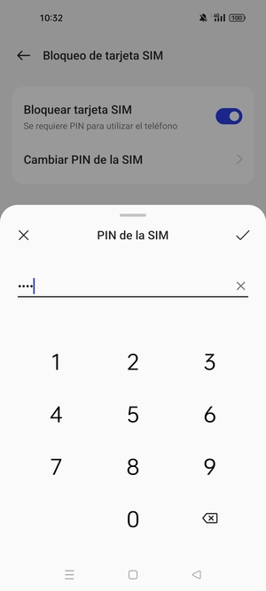 Introduzca PIN actual para esta tarjeta SIM y seleccione Aceptar