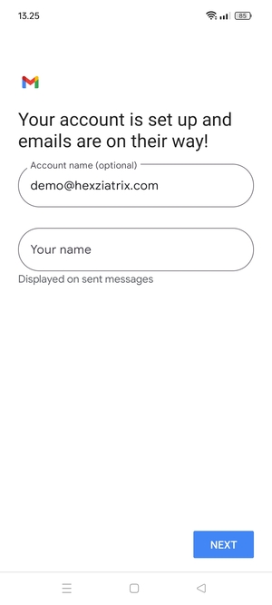 Give your account a name and enter your name. Select NEXT