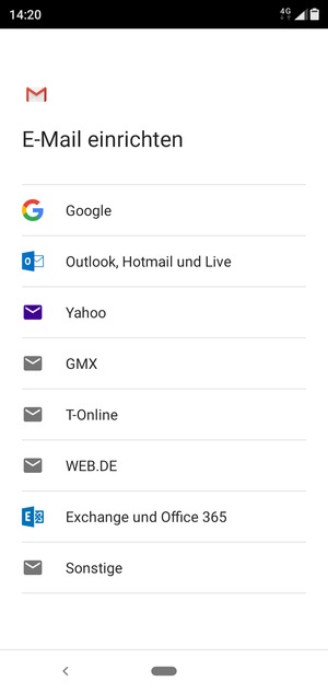 Wählen Sie Google