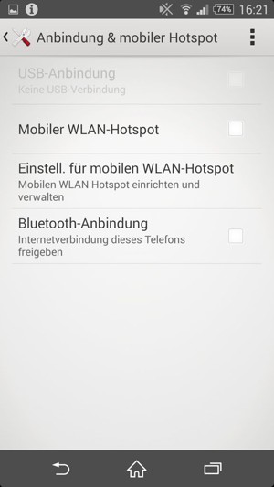 Wählen Sie Einstell. für mobilen WLAN-Hotspot
