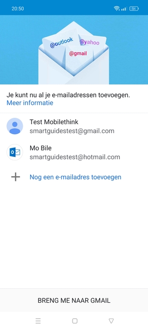 Selecteer BRENG ME NAAR GMAIL