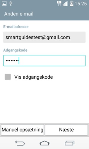 Indtast din E-mailadresse og din Adgangskode. Vælg Næste