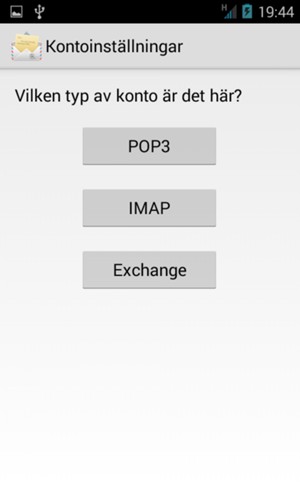 Välj POP3 eller IMAP